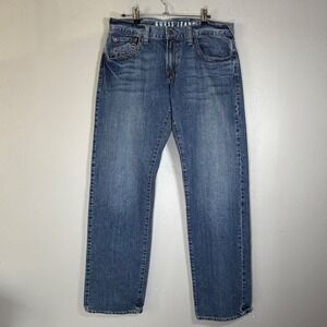 Guess Rebel Straight Leg Mens Blue Denim Jeans Medium Wash Size 33 JR8118